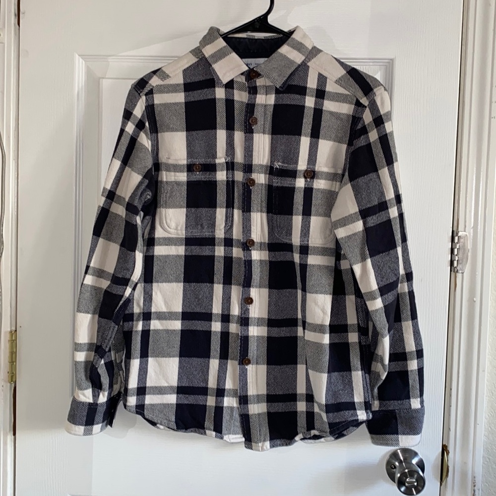 Black and off white plaid flannel